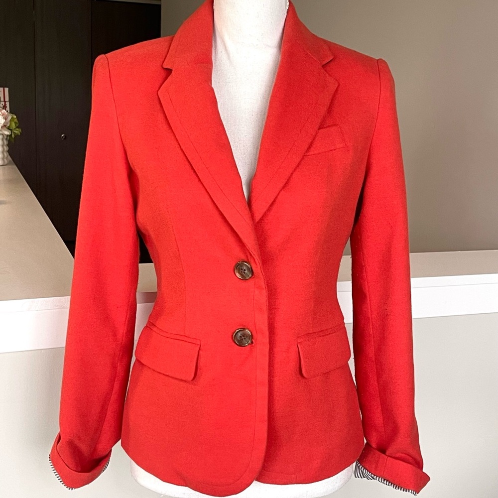 Merona Red/ Orange Blazer with Structured Shoulders and Tailored Fit